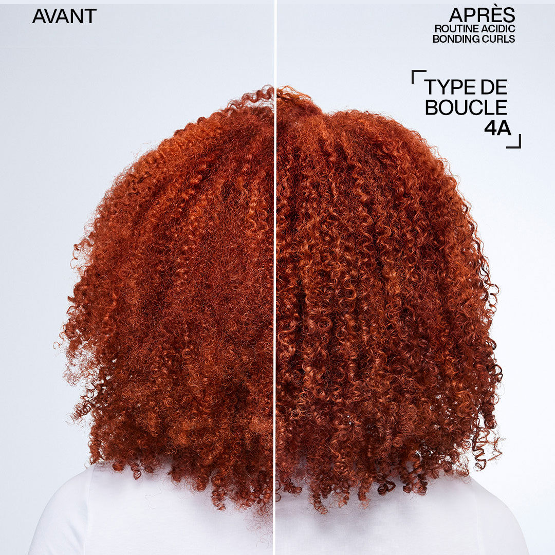 Avant/après utilisation de la routine Acidic Bonding Curls sur cheveux de type 4A